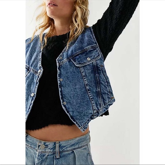 Free People We The Free! Florence Ranch Vest in Light Blue NWT! - Picture 3 of 10